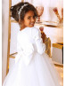 White Satin Tulle Minimalist Flower Girl Dress White Satin Tulle Minimalist Flower Girl Dress